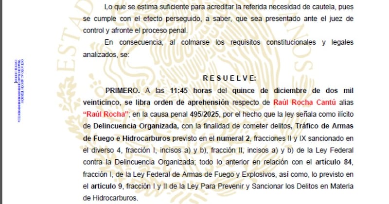 raul rocha orden aprehensión