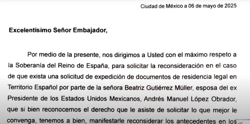 Carta Embajada de España sobre Beatriz Gutiérrez