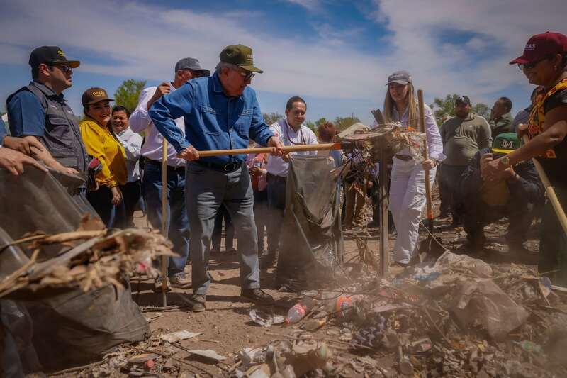 Rubén Rocha inicia campaña de limpieza de ríos en Sinaloa. Día mundial del agua, en Sinaloa.