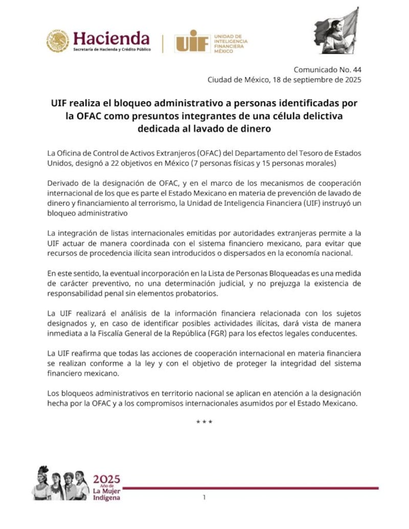 Comunicado UIF