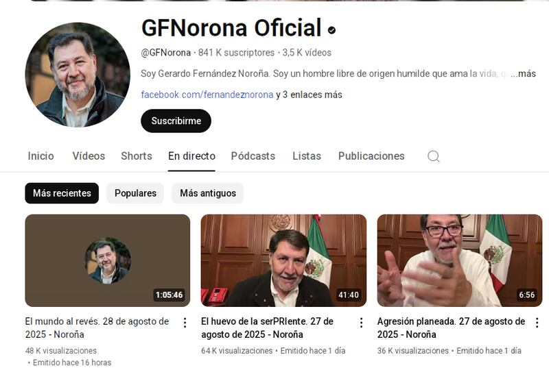 Canal de YouTube de Gerardo Fernández Noroña