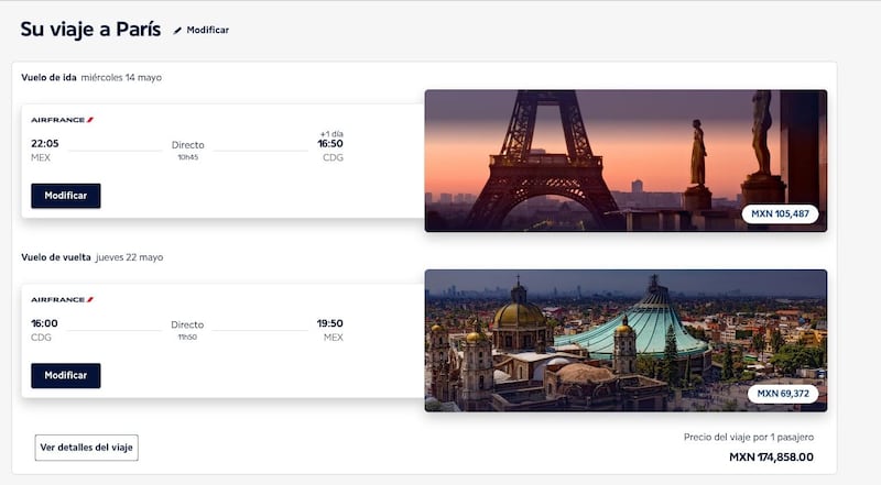 Costo Vuelo CDMX París