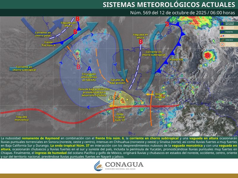Lluvias y sistemas en México