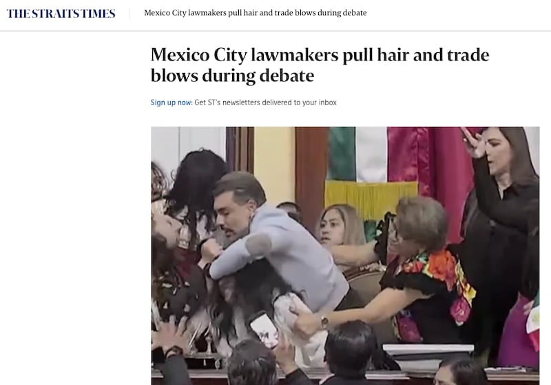 THE STRAITS TIMES riña congreso CDMX