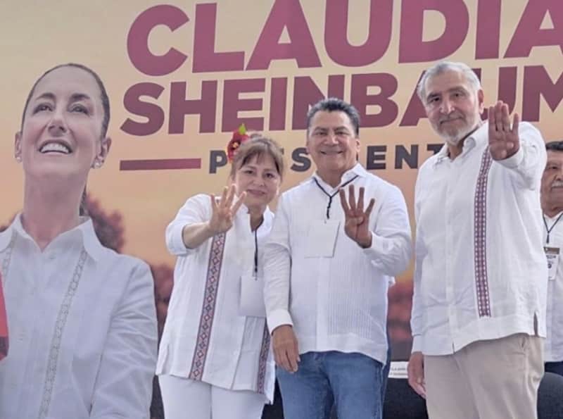 Rosalinda López y Adán Augusto en campaña en 2024 Rosalinda López y Adán Augusto en campaña en 2024