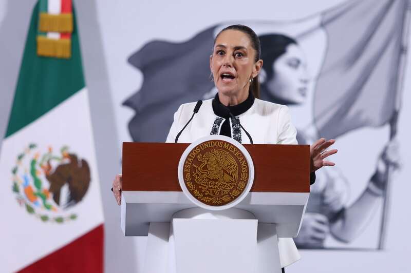 Claudia Sheinbaum, presidenta de México, durante su conferencia mañanera. Sheinbaum