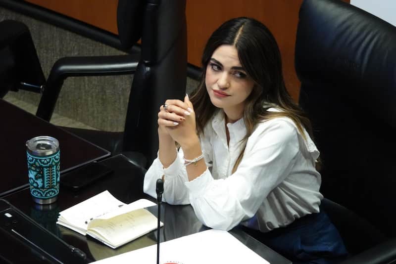 La senadora de Morena, Andrea Chávez. Andrea Chávez durante la Sesión de la Comisión Permanente en el Senado de la República.