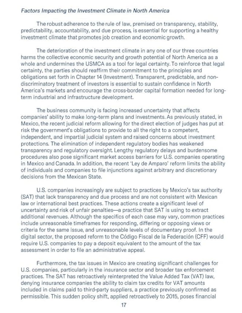 Documento de Cámara de Comercio de EUA