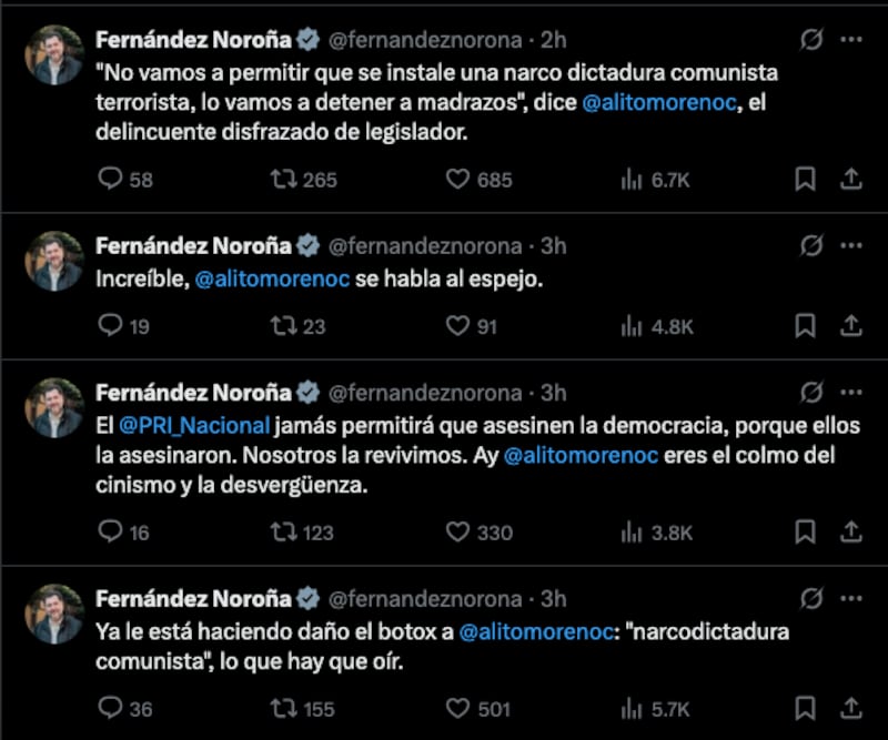 Tuits de Noroña contra Alito