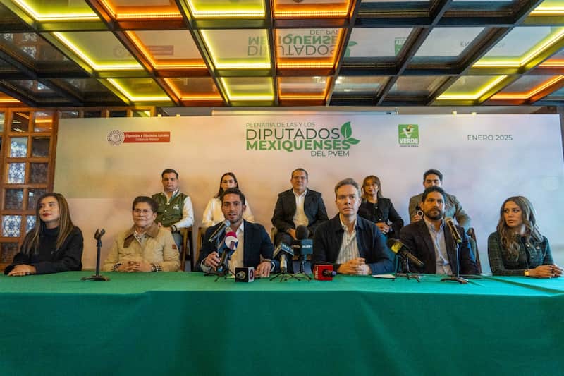El Partido Verde cierra filas con Sheinbaum. Dirigentes del Partido Verde en conferencia de Prensa.