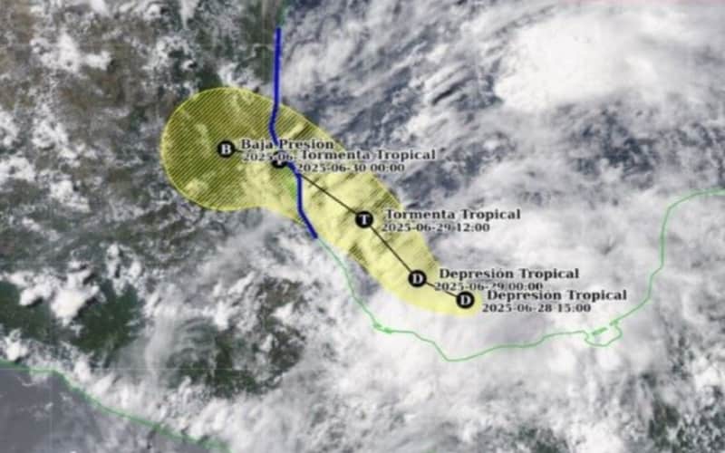 Se formó una depresión tropical cerca del sur de México Mapa de la Conagua sobre la depresión tropical