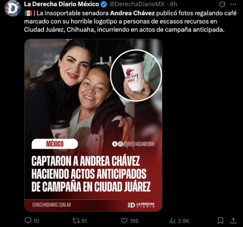 Usuarios de Twitter se lanzan contra Andrea Chávez