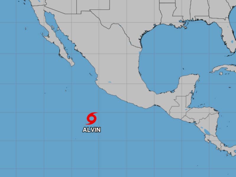 La mañana de este 29 de mayo de 2025 se formó la tormenta tropical Alvin Mapa de la tormenta tropical Alvin, que se formó este 29 de mayo de 2025, durante su paso por el Pacífico.