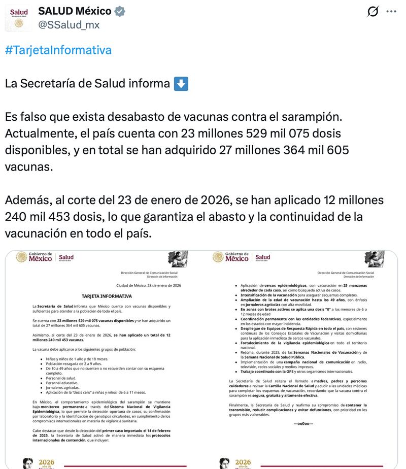 SSa advierte que no existe desabasto de vacunas