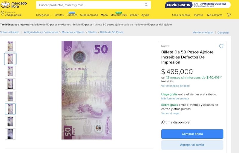 Venta Billete 50 pesos