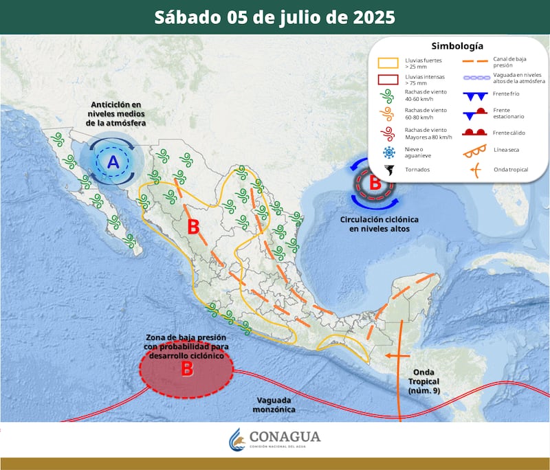 Clima para el sábado 5 de julio