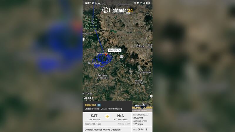 Dron de EUA sobrevuela el Estado de México
