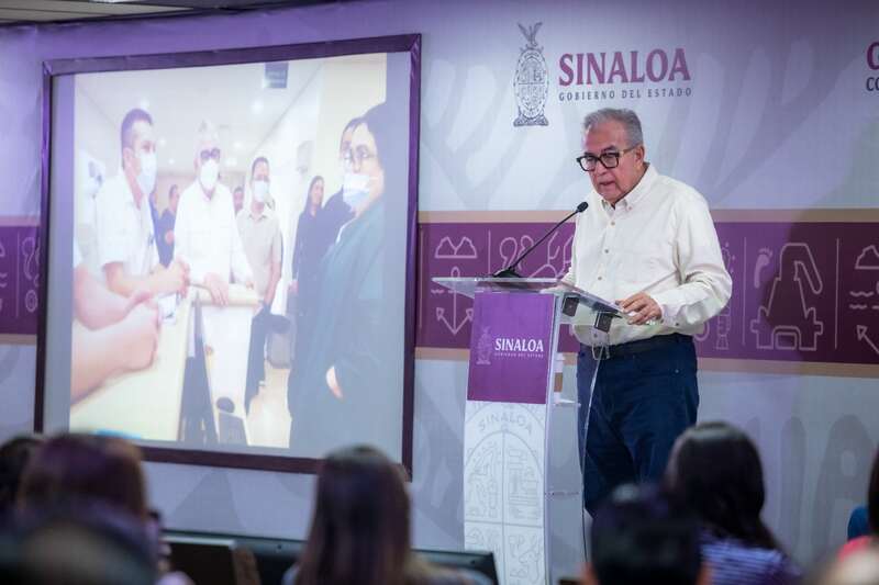 El gobernador de Sinaloa, Rubén Rocha Moya. El mandatario estatal dijo que el nuevo Hospital General de Culiacán opera al 100%.
