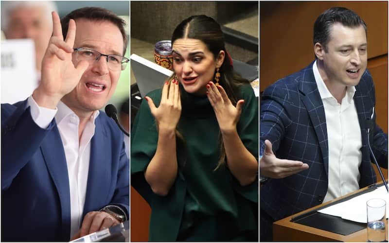 Ricardo Anaya, Andrea Chávez y Luis Donaldo Colosio. Anaya, del PAN; Andrea Chávez, de Morena; y Luis Donaldo Colosio, de MC.