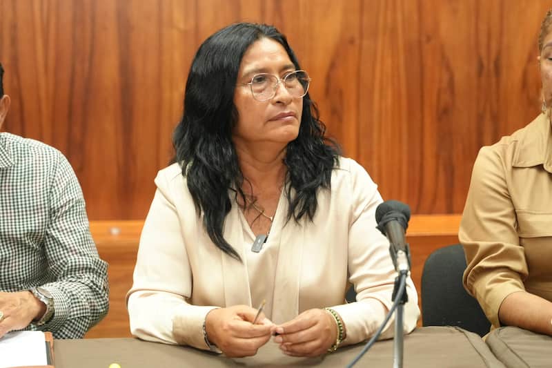 Abelina López, alcaldesa de Acapulco. Abelina López con un semblante de preocupación.