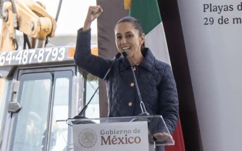 Sheinbaum señaló que los aranceles no serán un problema para México La presidenta de México, Claudia Sheinbaum, en un evento de Baja California