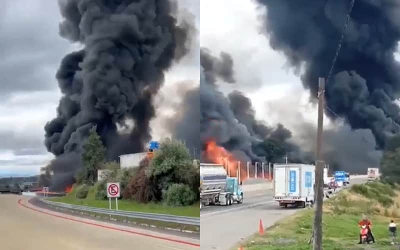 El siniestro se originó por el choque de una pipa que transportaba diesel Explosión en la autopista en México Puebla