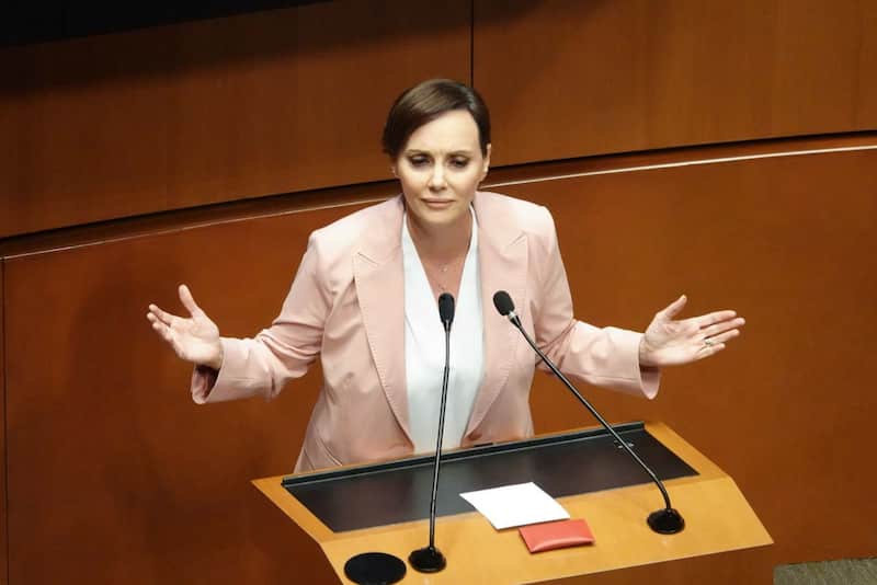 La senadora Lilly Téllez durante su participación en la Sesión de la Comisión Permanente en el Senado de la República. Imágen