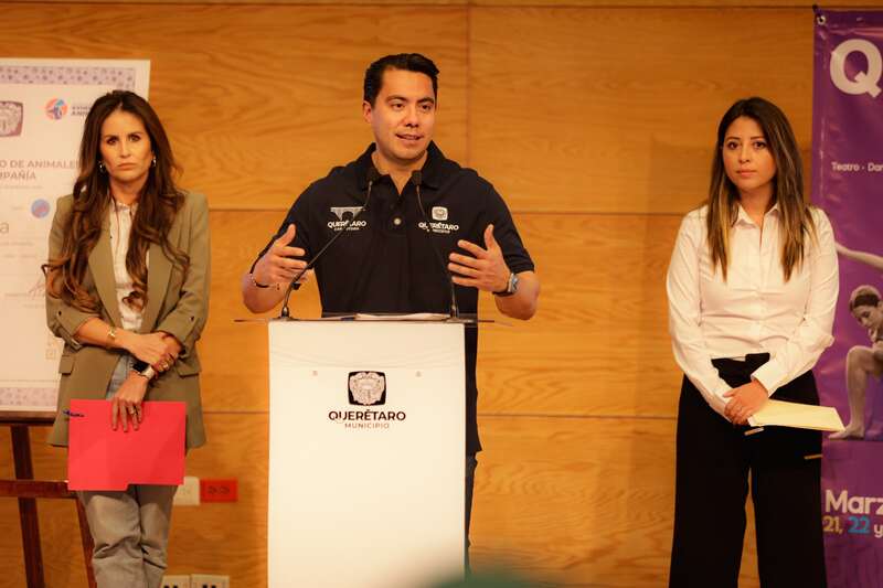 l presidente municipal de Querétaro, Felifer Macías, anuncia el Festival Cultural Qreadoras y el Certificado Único de Animales de Compañía, iniciativas que impulsan la cultura local y el bienestar animal en la ciudad. Imagen promocional