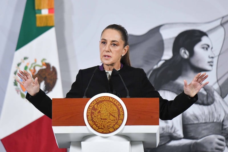 Claudia Sheinbaum, presidenta de México, durante su intervención en la conferencia matutina