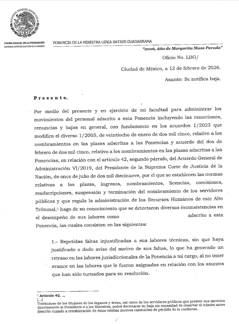 Carta de Lenia Batres