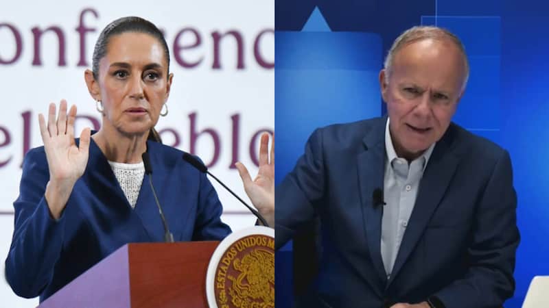 La presidenta Claudia Sheinbaum y el periodista Ciro Gómez Leyva. En la imagen, de izquierda a derecha: La presidenta de México, Claudia Sheinbaum, y el periodista Ciro Gómez Leyva.