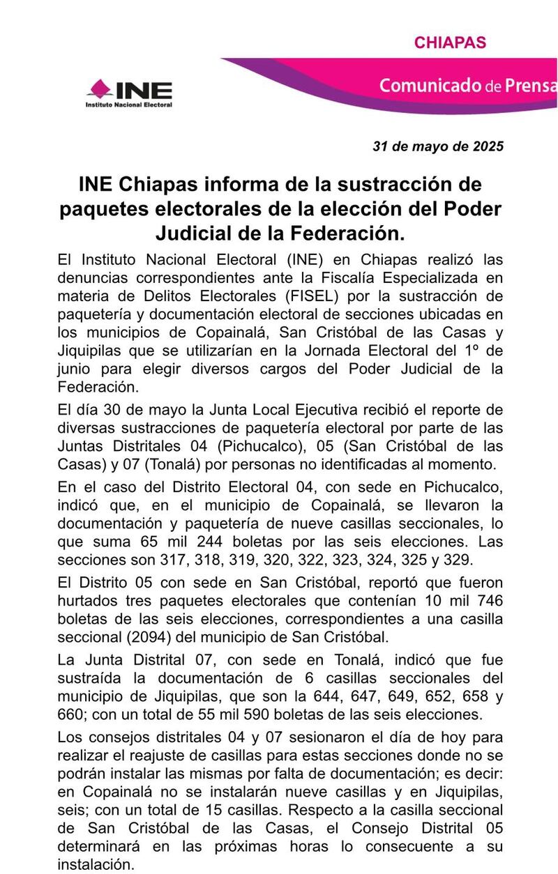 Elección judicial Chiapas