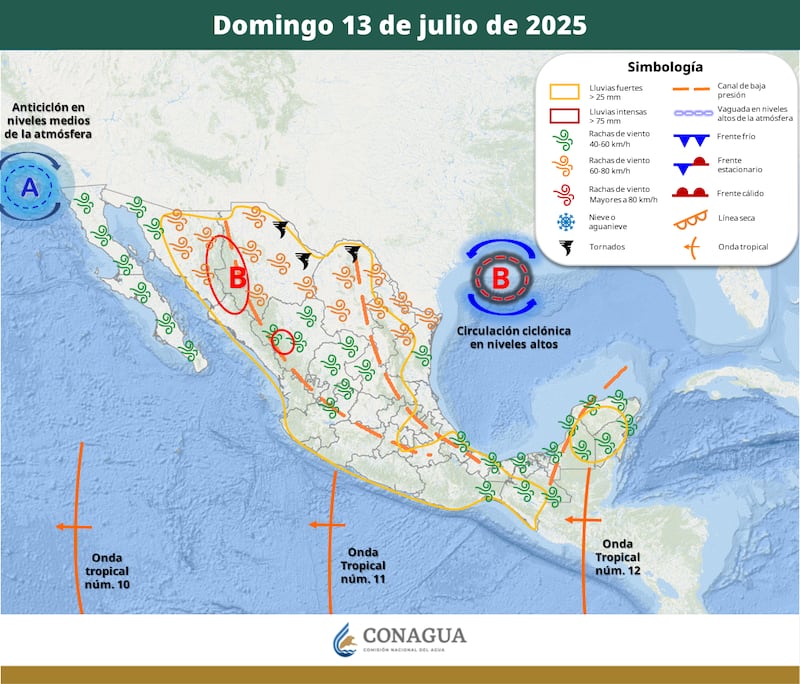 Pronóstico del clima domingo 13 de julio
