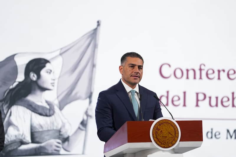 Omar García Harfuch, secretario de Seguridad. Harfuch presentando informe en la conferencia matutina de Claudia Sheinbaum.