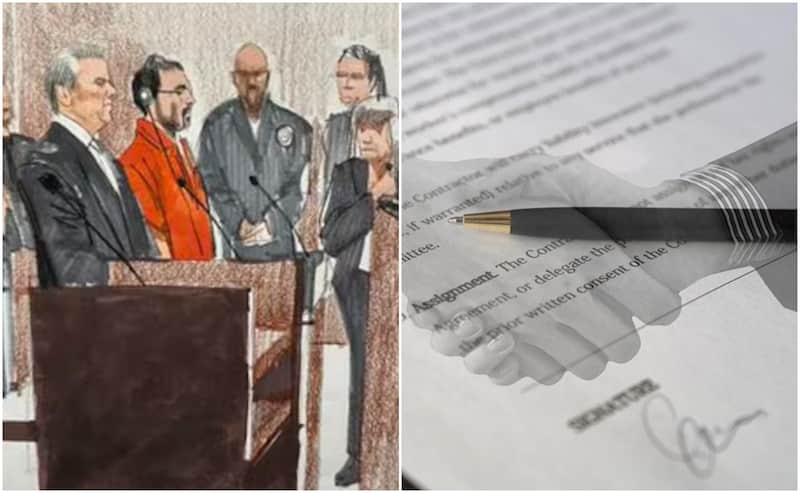 Ovidio Guzmán selló su destino; ahora el capo deberá colaborar con EUA brindando información importante de todo lo relacionado al Cártel de Sinaloa. Collage de una ilustración de Ovidio Guzmán en su audiencia.