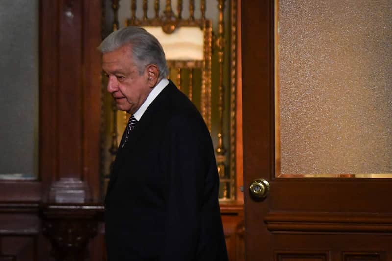 Andrés Manuel López Obrador, expresidente de México. AMLO durante su llegada a la penúltima conferencia de prensa matutina en Palacio Nacional.