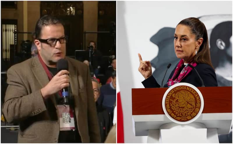 La presidenta de México, Claudia Sheinbaum, tuvo un "encontronazo" con el periodista de Rompeviento TV, Ernesto Ledezma, en la conferencia matutina de este 23 de junio. Claudia Sheinbaum y el periodista Ernesto Ledezma se enfrentan durante la mañanera.